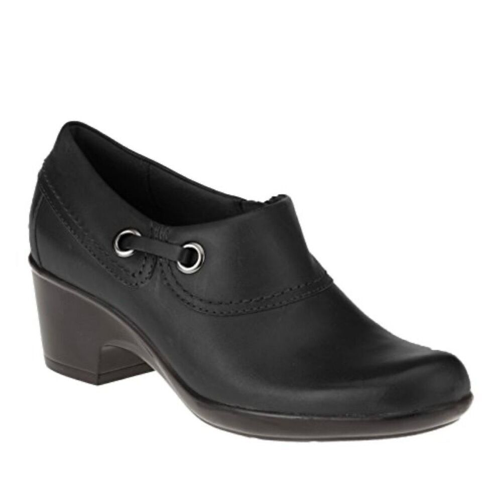 Clarks Black Genette Danby Leather Clogs sz 7 NWOT